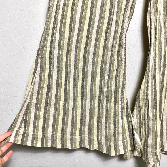 Free People Jones Beach Wide Leg Striped Trousers Pants Cotton Size Medium - Picture 4 of 9